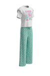 Girls SS T-Shirt With Wide-Leg Pants Pajama Set – Bright White