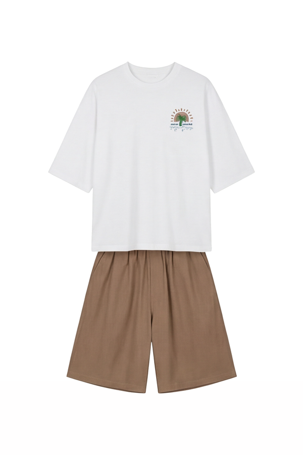 Men Oversized Cotton Pajama Set – Bright White