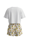 Girls SS Oversize Cropped T-Shirt With Wide-Leg Short Pajama Set – Bright White