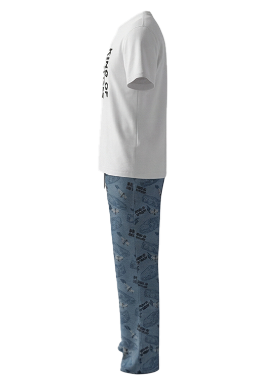 Boys SS Round Neck T-Shirt with Pants Pajama Set – Bright White
