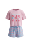 Girls SS Oversize Cropped T-Shirt With Wide-Leg Short Pajama Set – Ballerina