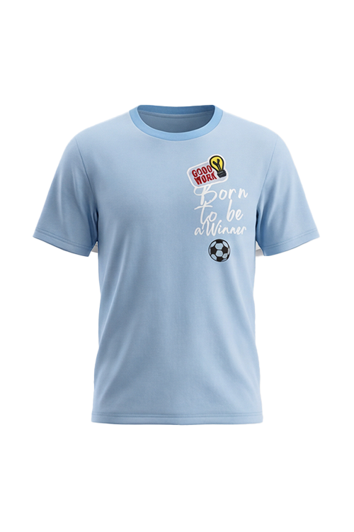 Boys SS Round Neck Cotton T-Shirt – Maritime Blue