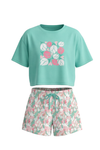 Girls SS Oversize Cropped T-Shirt With Wide-Leg Short Pajama Set – Cabbage