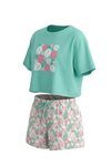 Girls SS Oversize Cropped T-Shirt With Wide-Leg Short Pajama Set – Cabbage
