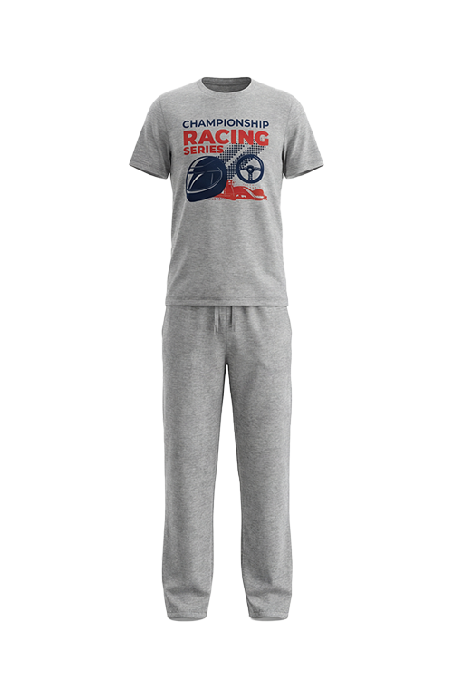 Boys SS Round Neck T-Shirt with Pants Pajama Set – Cool Gray 4C Melange