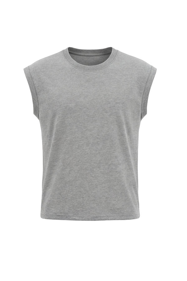 Men Sleeveless Cotton Tank Top – Cool Grey 4C