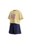 Girls SS Oversize Cropped T-Shirt With Wide-Leg Short Pajama Set – Mellow Yellow