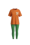 Women Oversize T-Shirt with Legging Pajama Set – Orange Peel