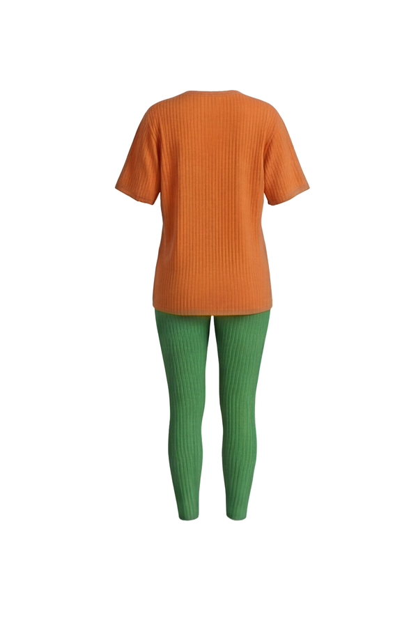 Women Oversize T-Shirt with Legging Pajama Set – Orange Peel