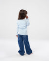 Disney GIRLS FRILL LS BLUE T-SHIRT