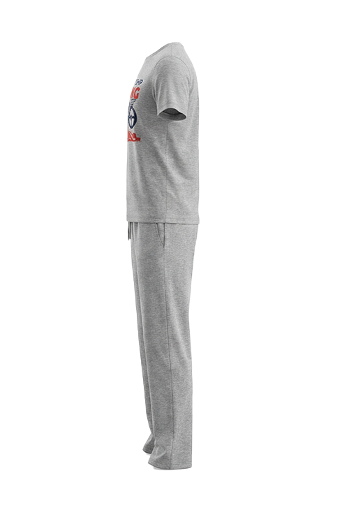 Boys SS Round Neck T-Shirt with Pants Pajama Set – Cool Gray 4C Melange