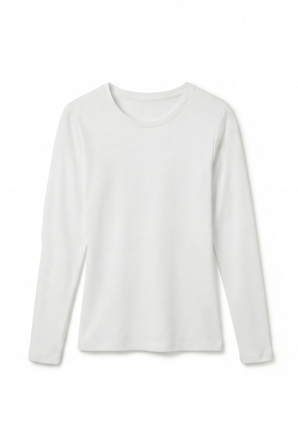 Women Long Sleeve Cotton Undershirt – Bright White