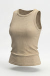 Women Cotton Rib Tank Top – White Cap Grey