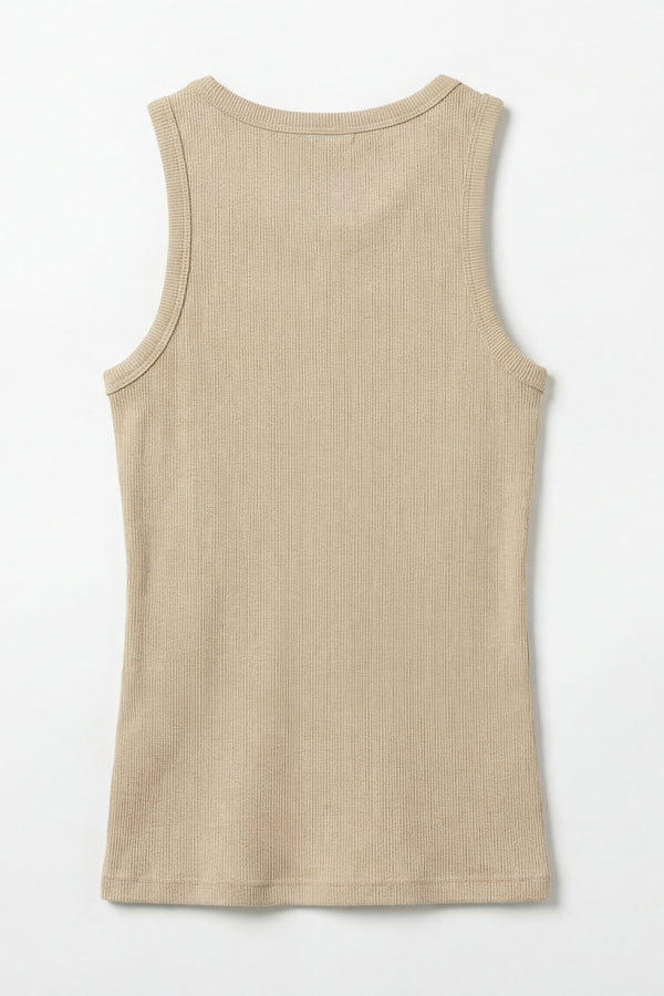Women Cotton Rib Tank Top – White Cap Grey