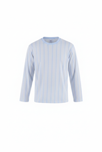 Load image into Gallery viewer, Men Long Sleeve T.SHIRT Oatmeal Blue Stripe