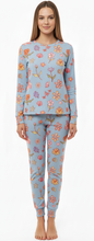 Load image into Gallery viewer, Woman LS PJ WITH PANTS  AOP/Aquamarine Flowers, Thermal light 100% Synthetic Knit