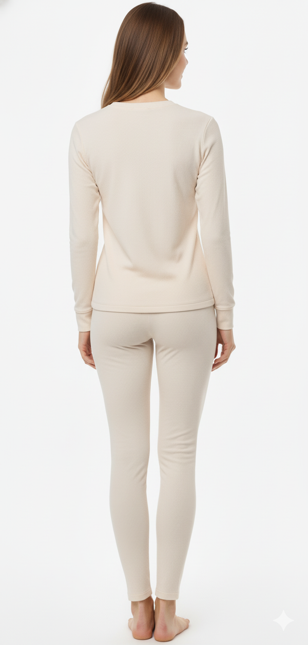 Women LS T.SHIRT THERMAL WHITE CAP GRAY