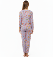 Load image into Gallery viewer, Woman LS PJ WITH PANTS  AOP/Orchid Flowers, Thermal light 100% Synthetic Knit