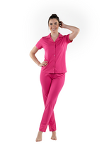Load image into Gallery viewer, Women Short Sleeve Label Pajama with Pants - Paradise Pink