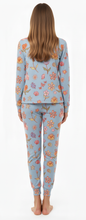 Load image into Gallery viewer, Woman LS PJ WITH PANTS  AOP/Aquamarine Flowers, Thermal light 100% Synthetic Knit