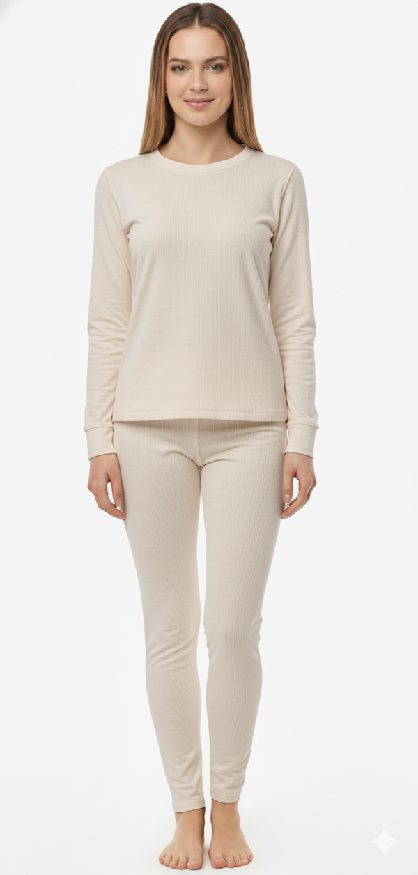 Women LS T.SHIRT THERMAL WHITE CAP GRAY