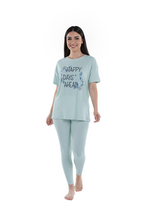 Load image into Gallery viewer, Women Short Sleeve Pajama with Legging - Cameo Green