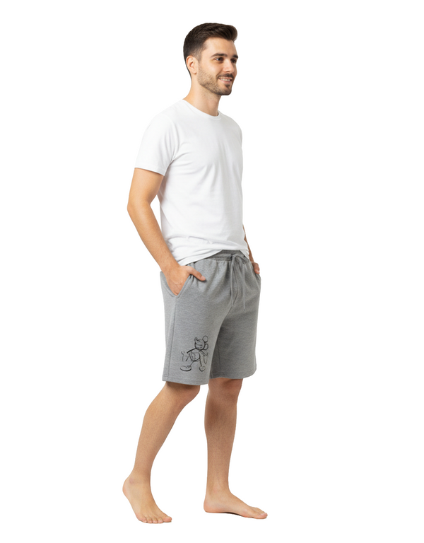 Disney Mickey Mouse Men’s Cotton French Terry Shorts – Heather Grey