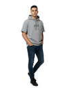 Marvel Captain America Men’s 100% Cotton French Terry Short Sleeve Hoodie – Heather Grey