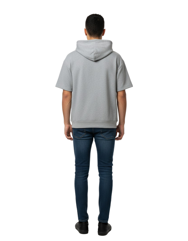 Marvel Captain America Men’s 100% Cotton French Terry Short Sleeve Hoodie – Heather Grey