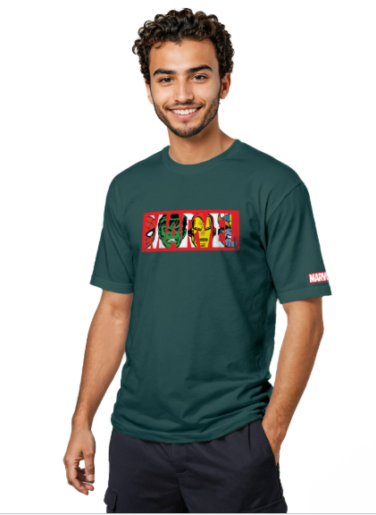 MEN MARVEL LOGO Forest Green T-SHIRT
