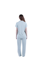 Load image into Gallery viewer, Women Short Sleeve Label Pajama with Pants - Cameo Green