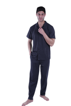 Load image into Gallery viewer, Men Short Sleeve Pajama with Buttons - Cool Gray 11C Melange