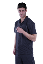 Load image into Gallery viewer, Men Short Sleeve Pajama with Button - Cool Gray 11C Melange

