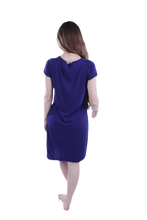 Load image into Gallery viewer, Women Short Sleeve Rib Dress - Blue Depths