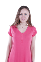 Load image into Gallery viewer, Women Short Sleeve Rib Dress - Paradise Pink