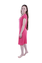 Load image into Gallery viewer, Women Short Sleeve Rib Dress - Paradise Pink