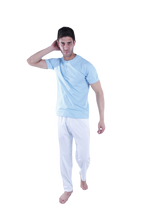 Load image into Gallery viewer, Men Short Sleeve Pajama with Placket - Cabana Blue