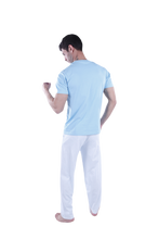 Load image into Gallery viewer, Men Short Sleeve Pajama with Placket - Cabana Blue