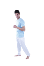Load image into Gallery viewer, Men Short Sleeve Pajama with Placket - Cabana Blue