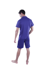 Load image into Gallery viewer, Men Short Sleeve Pajama with Button - Blue Depths
