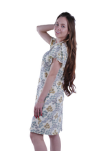 Load image into Gallery viewer, Women Short Sleeve Frill Dress - Transparent Yellow Garden Flower