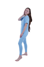 Load image into Gallery viewer, Women Short Sleeve Pajama with Legging - Cabana Blue