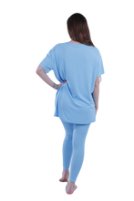 Load image into Gallery viewer, Women Short Sleeve Pajama with Legging - Cabana Blue