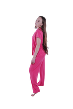 Load image into Gallery viewer, Women Short Sleeve Label Pajama with Pants - Paradise Pink