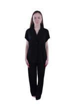 Load image into Gallery viewer, Women Short Sleeve Label Pajama with Pants - Moonless Night