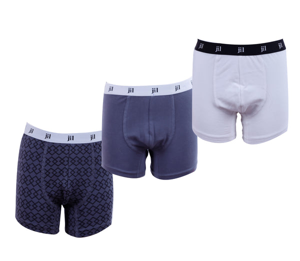 BOY 3” Trunk Pack of 3 ,Black Argyle , Bright white, Lava Smoke
