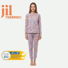 Load image into Gallery viewer, Woman LS PJ WITH PANTS  AOP/Orchid Flowers, Thermal light 100% Synthetic Knit