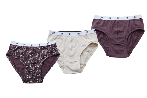 BOY Brief Pack of 3 ,Black Argyle , Moonless night , Bright White